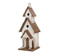 ZZTDHG 23.62" H Birdhouse Rustic Tall Church Hand Painted Wood White Extra-Large Bird House for Outside