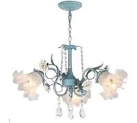 ZZTDHG Creative Bar Decoration Nordic Wrought K9 Crystal Antique Vintage Glass Flower Light with House Country Chandelier for Restaurant Bedroom/3Lights