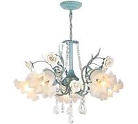 ZZTDHG Creative Bar Decoration Nordic Wrought K9 Crystal Antique Vintage Glass Flower Light with House Country Chandelier for Restaurant Bedroom/5Lights