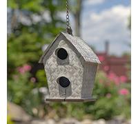 ZZTDHG Hanging Painted Galvanized Metal Birdhouse (Bungalow Home)