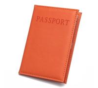 ZZTWER Passport Holder Leather Passport Cover Simple Thin Ticket Holder Thief-Proof Document Organizer Passport Cover(Orange)