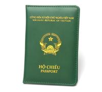 ZZTWER Vietnam Passport Holder Leather Short Southeast Asia Travel Passport Book Thin Ticket Holder Passport Cover(Grn)