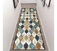 ZZUU Geometric Trellis Runner Rug，Rubber Backed Non Slip，Washable,Soft Touch Runner Rug For Living Room/Kitchen/Hallway/Bedroom/Corridor