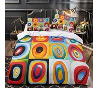 ZZVRMCYLD Abstract Circles 3D Pattern Comforter Cover 3-Piece Microfiber Durable Skin-Friendly Modern Geometric Duvet Cover 2 Pillow Shams Hidden Zipper Home Decor Kids Bedroom Double（200x200cm）