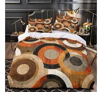 ZZVRMCYLD Abstract circles 3D Print Quilt Cover 3-Piece Microfiber Hidden Zipper Teens Vintage retro Duvet Cover 2 Pillowcases Machine Washable Home Decor Kids Boys Double（200x200cm）
