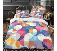 ZZVRMCYLD Abstract Circles 3D Printing Comforter Cover 3-Piece Microfiber Durable Skin-Friendly Modern Geometric Duvet Cover 2 Pillow Shams Hidden Zipper Home Decor Kids Bedroom Double（200x200cm）