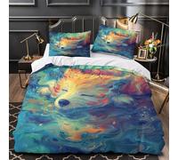 ZZVRMCYLD Abstract dog 3D Digital Print Duvet Cover 3pcs Microfiber Easy Care Decor Colorful fluid Comforter Cover 2 Pillowcases Hidden Zipper Breathable For Kids & Teens Super king（260x220cm）