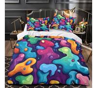 ZZVRMCYLD Abstract fluid 3D Print Duvet Cover 3pc Premium Microfibre Easy Care Soft Vibrant cartoon Quilt Cover 2 Pillowcases Concealed Zipper Bedding Set Couples & Families Super king（260x220cm）