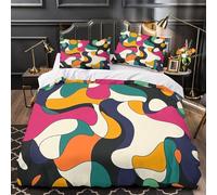 ZZVRMCYLD Abstract pattern 3D Printing Quilt Cover 3pc Premium Microfibre Stain-Resistant Easy Colorful fluid design Duvet Cover 2 Pillowcases Zip Closure Bed Ensemble Couple Bedroom King（220x240cm）