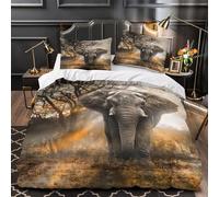 ZZVRMCYLD African elephant 3D Printed Duvet Insert Cover 3pc Ultra-Soft Microfibre Light wild safari photography Quilt Cover 2 Pillowcases Concealed Zipper Bed Linen Teens Bedroom Single (135x200cm)