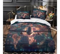 ZZVRMCYLD Airplane global network 3D Pattern Comforter Cover 3pcs Microfibre Stain-Resistant Duvet Insert Cover 2 Pillow Shams Zippered Closure Bed Linen Adults Families Super king（260x220cm）