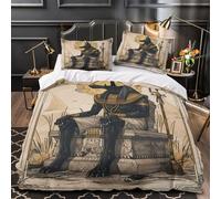 ZZVRMCYLD Ancient Egyptian god 3D Pattern Comforter Cover 3-Piece Microfiber Durable Skin-Friendly mythical Duvet Cover 2 Pillow Shams Hidden Zipper Home Decor Kids Bedroom Super king（260x220cm）