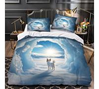 ZZVRMCYLD Arctic cave exit 3D Printed Comforter Cover 3pcs Microfibre Fade-Resistant Soft Nature landscape Quilt Cover 2 Pillow Shams Zipper Closure Bed Linen Family & Guests Double（200x200cm）