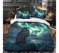 ZZVRMCYLD Arctic wolf howling 3D Digital Print Comforter Cover 3pcs Ultra-Soft Microfibre Skin-Friendly Quilt Cover 2 Pillow Shams Zippered Closure Machine Washable Kids & Teens King（220x240cm）