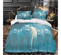 ZZVRMCYLD Arctic wolves 3D Pattern Duvet Cover Set 3pcs Microfibre Lightweight Concealed Wild forest scene Duvet Insert Cover 2 Pillowcases Skin-Friendly Home Decor Kids & Girls Double（200x200cm）