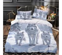 ZZVRMCYLD Arctic wolves pack 3D Digital Print Quilt Cover 3-Piece Microfiber Hidden Zipper Teens Duvet Cover 2 Pillowcases Machine Washable Home Decor Kids Boys King（220x240cm）
