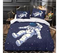 ZZVRMCYLD Astronaut floating 3D Digital Print Duvet Insert Cover 3-Piece Microfiber Lightweight Breathable Comforter Cover 2 Pillowcases Hidden Zipper Bed Set Girls Bedroom King（220x240cm）