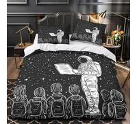 ZZVRMCYLD Astronaut teaching 3D Printing Duvet Insert Cover 3pc Premium Microfibre Concealed Duvet Cover 2 Pillowcases Lightweight Stain-Resistant Teens Young Adults Super king（260x220cm）