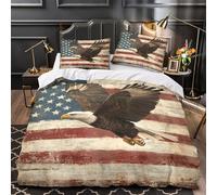 ZZVRMCYLD Bald eagle 3D Digital Print Quilt Cover 3pc Premium Microfibre Stain-Resistant American flag design Duvet Cover 2 Pillowcases Zip Closure Bed Ensemble Couple Bedroom King（220x240cm）