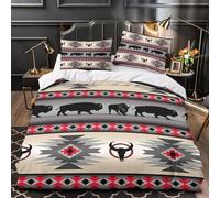 ZZVRMCYLD Bison silhouette 3D Printing Quilt Cover 3pcs Microfibre Anti-Fade Zip Closure Duvet Cover 2 Pillowcases Breathable Easy Care Bedding Boys Girls Room Super king（260x220cm）