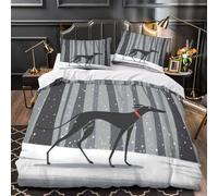 ZZVRMCYLD black dog walking 3D Printed Quilt Cover 3pcs Microfibre Anti-Fade Zip winter forest illustration Duvet Cover 2 Pillowcases Breathable Easy Care Bedding Boys Girls Super king（260x220cm）