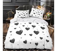 ZZVRMCYLD black hearts 3D Printed Quilt Cover 3-Piece Microfiber Hidden Zipper Teens vector illustration Duvet Cover 2 Pillowcases Machine Washable Home Decor Kids & Boys King（220x240cm）