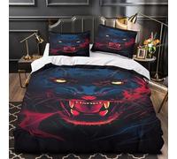 ZZVRMCYLD Black panther roar 3D Printing Quilt Cover 3-Piece Microfiber Lightweight Breathable digital fantasy Comforter Cover 2 Pillowcases Hidden Zipper Bed Set Girls Bedroom Single (135x200cm)