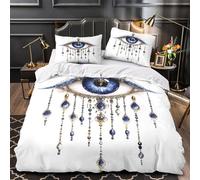 ZZVRMCYLD Blue eye 3D Printed Duvet Cover Set 3pcs Microfibre Lightweight Concealed Vintage ornamental design Duvet Insert Cover 2 Pillowcases Skin-Friendly Home Decor Kids & Girls Single（140x200cm）