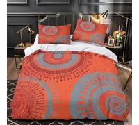 ZZVRMCYLD Bohemian circles 3D Printing Duvet Cover 3pcs Microfiber Easy Care Bedroom Decor ethnic pattern design Comforter Cover 2 Pillowcases Hidden Zipper Breathable Kids & Teens Single（140x200cm）