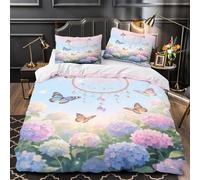 ZZVRMCYLD Butterfly dreamcatcher 3D Printed Duvet Cover 3-Piece Ultra-Soft Microfiber Durable Comforter Cover 2 Pillowcases Hidden Zipper Machine Washable Kids Teens Bedroom Super king（260x220cm）