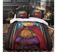 ZZVRMCYLD Cat knight 3D Pattern Quilt Cover 3pc Premium Microfibre Stain-Resistant Easy fantasy medieval Duvet Cover 2 Pillowcases Zip Closure Bed Ensemble Couple Bedroom Single (135x200cm)