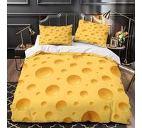 ZZVRMCYLD cheese texture 3D Pattern Comforter Cover 3-Piece Microfiber Durable Skin-Friendly yellow round holes Duvet Cover 2 Pillow Shams Hidden Zipper Home Decor Kids Bedroom Single (135x200cm)