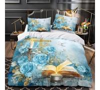 ZZVRMCYLD Christian symbols 3D Printing Comforter Cover 3-Piece Microfiber Durable Skin-Friendly spiritual Duvet Cover 2 Pillow Shams Hidden Zipper Home Decor Kids Bedroom Super king（260x220cm）
