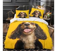 ZZVRMCYLD Cocker Spaniel dog 3D Printing Duvet Insert Cover 3pc Ultra-Soft Microfibre Light Happy pet portrait Quilt Cover 2 Pillowcases Concealed Zipper Bed Linen Teens Bedroom Single（140x200cm）