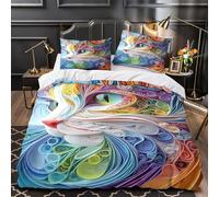 ZZVRMCYLD Colorful cat face 3D Digital Print Duvet Insert Cover 3pc Premium Microfibre Concealed Abstract Duvet Cover 2 Pillowcases Lightweight Stain-Resistant Teens Young Adults Single (135x200cm)