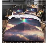 ZZVRMCYLD Cosmic pyramid 3D Digital Print Comforter Cover 3pcs Microfibre Stain-Resistant Space fantasy Duvet Insert Cover 2 Pillow Shams Zippered Closure Bed Linen Adults Families King（220x240cm）