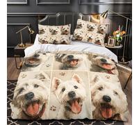 ZZVRMCYLD Cute dog faces 3D Pattern Quilt Cover 3-Piece Microfiber Hidden Zipper Teens Illustrated pet portrait Duvet Cover 2 Pillowcases Machine Washable Home Decor Kids & Boys Super king（260x220cm）