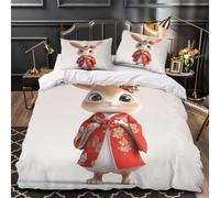 ZZVRMCYLD cute rabbit 3D Digital Print Duvet Cover 3-Piece Microfiber Breathable Hidden cartoon character Comforter Cover 2 Pillowcases Durable Home Decor Family Bedroom Double（200x200cm）