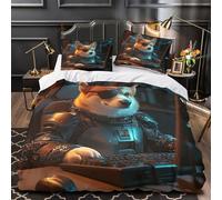 ZZVRMCYLD Cyber dog hacker 3D Printing Duvet Insert Cover 3pc Ultra-Soft Microfibre Light Futuristic pet tech Quilt Cover 2 Pillowcases Concealed Zipper Bed Linen Teens Room Double（200x200cm）