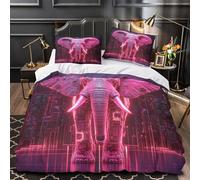 ZZVRMCYLD cyber elephant 3D Printed Duvet Insert Cover 3-Piece Microfiber Lightweight Breathable digital futuristic Comforter Cover 2 Pillowcases Hidden Zipper Bed Set Girls Bedroom King（220x240cm）