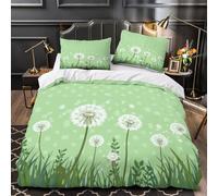 ZZVRMCYLD Dandelion flowers 3D Print Comforter Cover 3-Piece Microfiber Breathable Soft Nature illustration Duvet Cover 2 Matching Pillowcases Durable Home Decor Family Bedroom Super king（260x220cm）