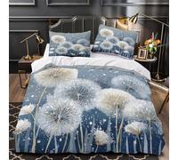 ZZVRMCYLD Dandelion flowers 3D Printed Comforter Cover 3pcs Microfibre Fade-Resistant Soft Abstract floral Quilt Cover 2 Pillow Shams Zipper Closure Bed Linen Family & Guests Single（140x200cm）