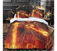 ZZVRMCYLD Death knight 3D Printed Quilt Cover 3pc Premium Microfibre Stain-Resistant Fantasy dark Duvet Cover 2 Pillowcases Zip Closure Bed Ensemble Couple Bedroom Single（140x200cm）
