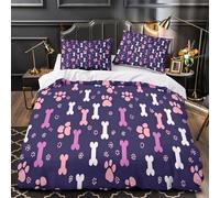 ZZVRMCYLD Dog bones 3D Print Duvet Insert Cover 3pc Premium Microfibre Concealed Pet pattern design Duvet Cover 2 Pillowcases Lightweight Stain-Resistant Teens Young Adults Super king（260x220cm）
