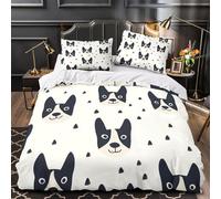 ZZVRMCYLD Dog faces 3D Print Comforter Cover 3-Piece Microfiber Durable Skin-Friendly Cartoon pattern design Duvet Cover 2 Pillow Shams Hidden Zipper Home Decor Kids Bedroom Super king（260x220cm）