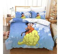 ZZVRMCYLD Dragon Ball Wukong Duvet Cover Sets 3 PCS Hotel Quality Quilt Cover Bedding Sets Bed Covers with Pillowcases with Zipper Closure Ultra Soft Anti Allergic Microfiber Super King（260x220cm）