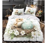ZZVRMCYLD Easter chick 3D Pattern Comforter Cover 3-Piece Microfiber Durable Skin-Friendly Spring watercolor Duvet Cover 2 Pillow Shams Hidden Zipper Home Decor Kids Bedroom Super king（260x220cm）