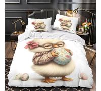 ZZVRMCYLD Easter chick 3D Printing Quilt Cover 3-Piece Microfiber Lightweight Breathable cute cartoon Comforter Cover 2 Pillowcases Hidden Zipper Bed Set Girls Bedroom Super king（260x220cm）