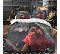 ZZVRMCYLD fantasy wolf girl 3D Digital Print Duvet Insert Cover 3pc Ultra-Soft Microfibre Light digital fantasy Quilt Cover 2 Pillowcases Concealed Zipper Bed Linen Teens Room King（220x240cm）