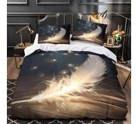 ZZVRMCYLD feather glow 3D Pattern Comforter Cover 3pcs Microfibre Fade-Resistant Soft soft ambient lighting Quilt Cover 2 Pillow Shams Zipper Closure Bed Linen Family & Guests Super king（260x220cm）